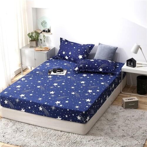 1pcs King Size Bedsheet Blue Night Sky Printed Bedding Fitted Sheet Mattress Cover Bed Sheet Bedspreads Cover Bedding Linen