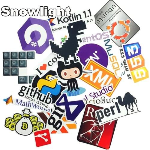 23pcs/lot Internet Java Js Php Html Cloud Docker Bitcoin Programming Language Logo Stickers For Laptop Car Diy Stickers