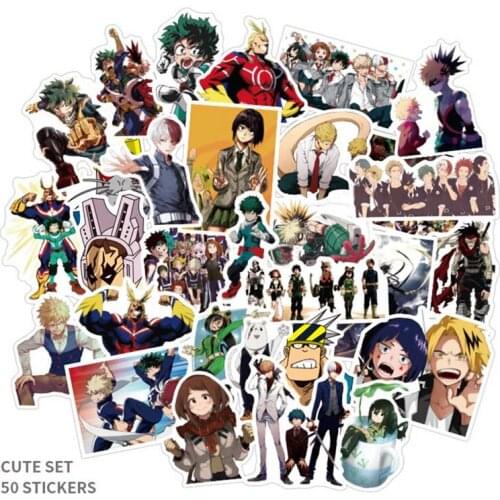 50 Pcs/Lot My Hero Academia Stickers Classic Japan Anime Sticker Modern Popular Laptop Luggage Car Skateboard Phone Decal