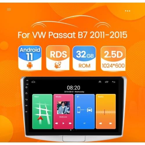 Android 11 2+32G Car Radio Multimedia Player For Volkswagen VW Passat B6 B7 CC Magotan 2011-2015GPS Navigation Stereo RDS WIFI