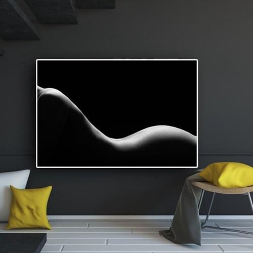 Black White Sexy Nude Body Portrait Abstract Canvas Painting Posters and Prints Scandinavian Wall Art Picture for Living Room
