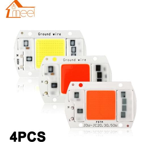 4 pcs COB LED Lamp Chip 10W 20W 30W 50W LED COB Bulb Lamp 220V IP65 Smart IC Driver Cold/ Warm White LED Spotlight Floodlight