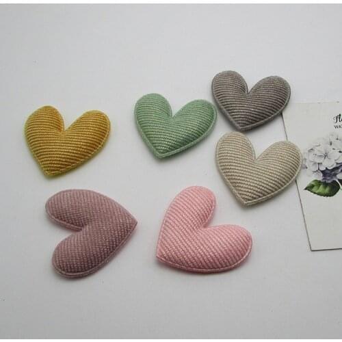 30pcs/lot 5*4cm Heart Padded Appliques for Children Headwear Hair clip Accessories and Garment Accessories