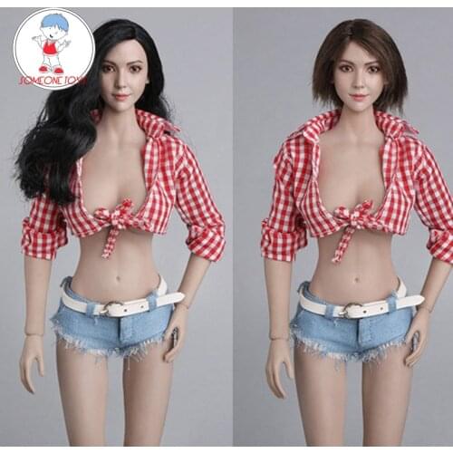 GC011 1/6 Female Soldier head Asian Beauty girl Long curls short Hair Head Sculpt for 12" TBLeague PH Action Figure DIY doll