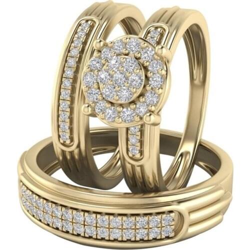 Fashion Jewelry Ring Set Charm Crystal Rhinestones Ring For Women Accessories Bridal Wedding Party Gift Gold Color