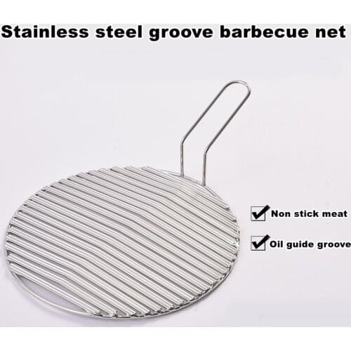 295 korean barbecue with handle 304 stainless steel grill BBQ grate mesh bbq grill racks net imports of crude steel grate groove