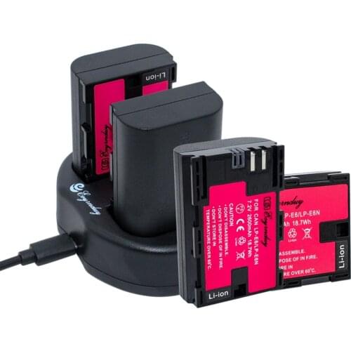 LP-E6 4-PACK battery For Canon EOS 5d 5ds 6d 7d mark 3 ii iii iv 60d 70d 80d dslr camera batteries dual charger set LPE6 LP E6