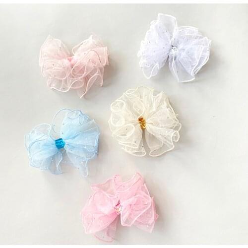 Miss cute new Girls Hair Clips High Quality Hair Accessories Shinny Gauze Children Hair Barrettes Cute Kids wholesale Hairpins