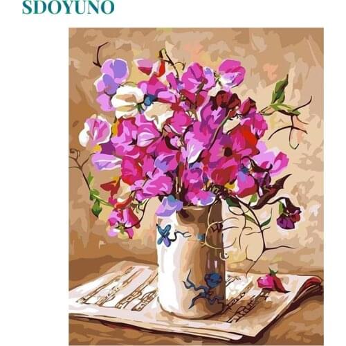 SDOYUNO 40x50cm Paint By Numbers Kits On Canvas Flowers DIY Frameless Painting By Numbers For Adult Digital Hand Painting