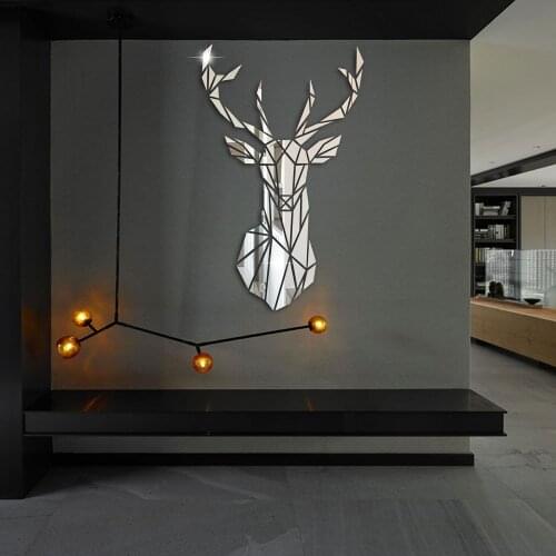 Wall Stickers Acrylic Sticker 3d Mirror Big Diy Deer Decorative Mirror Wall Stickers For Kids Room Living Room Home Decor