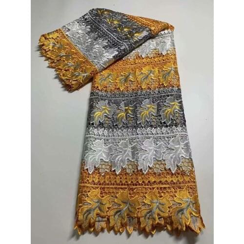Newest African Lace Fabric 2021 High Quality Lace Cotton Nigerian Lace Guipure Cord Lace Fabric For Wedding 5yards