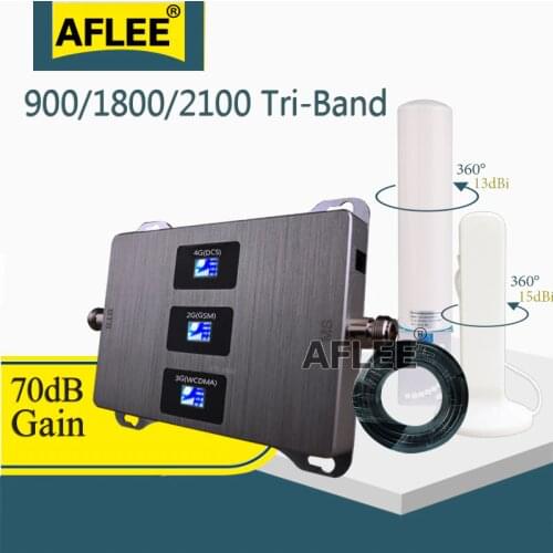 New!! 900 1800 2100 Tri-Band Cell Phone Cellular Amplifier GSM Repeater 2g 3g 4g Mobile Signal Booster GSM DCS WCDMA 4G Repeater