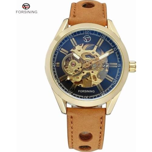 New FORSINING Fashion Black Golden Luxury Design Clock Mens Watch Top Brand Luxury Mechanical Skeleton Watch Male Wristwatch