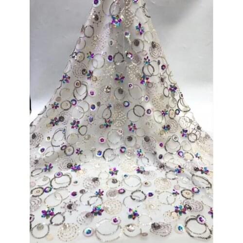 New Design SYJ-59384 Nigerian Lace Fabric with Sequins French Tulle Lace Fabric for party dress