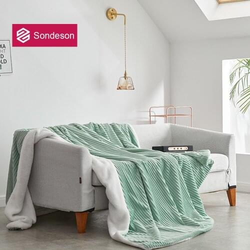 Sondeson Modern Women Green Blanket Warm Magic Fleece Duvet Cover Soft Travel Beach Throw Aircraft TV Sofa Flannel Bed Blanket