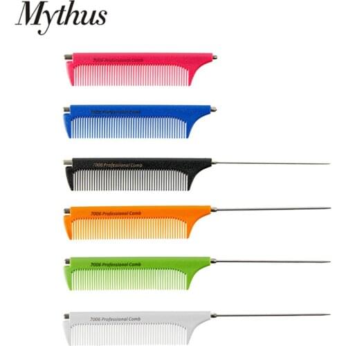 Professional Stainless Steel Hairdressing Comb Portable Hair Tail Comb With Adjustable Handle Hairstlist UPDO Hair Metal Combs