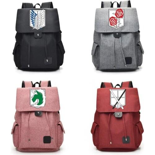 Attack On Titan Scouting Legion USB Port Backpack Bag Zipper Messenger School Students Book Daypack Large Capacity Boy Travel