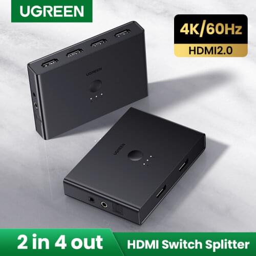 UGREEN HDMI Splitter 2 In 2 Out for Xiaomi Mi Box Xbox 4K/60Hz HDMI Switch Splitter 2 In 4 Out with IR Controller HDMI Splitter