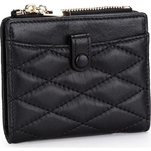 COMFIRSKIN Premium 100% Sheepskin Women Wallet Shot Style Card Wallet For Women New Arrivals Genuine Leather Lady Zipper Purses