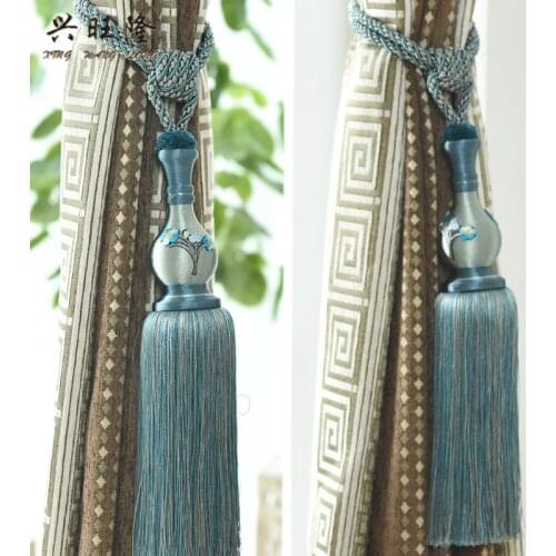XWL 2Pcs/Pair Curtain Tieback Straps Hooks Holder Hanging Ropes Belt Curtain Accessories Tiebacks Tassel Fringe Brush Home Decor