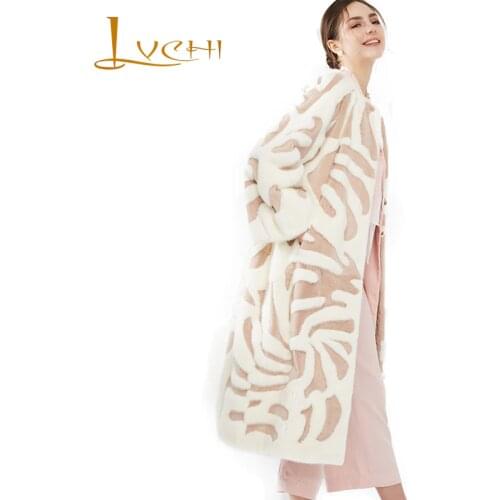 LVCHI Winter2017 Imported Crown Swan Velvet Mink Coat Womens Natural Fur Coat Mink Coat Slim Contrast Color Loss Mink Fur Coats