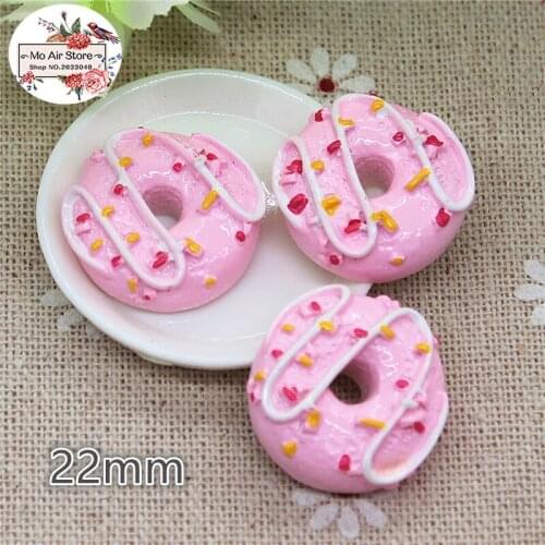 Pink donut 10PCS 22mm Resin Flatback Cabochon Miniature Food Art Supply Decoration Charm Craft
