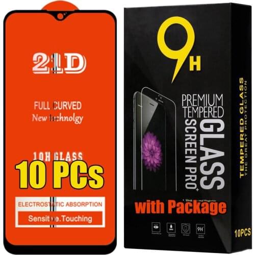 10pcs 21D Tempered Glass Full Glue Film Screen Protector For Xiaomi Redmi Note 10 Pro Max 10S 9 9S 9A 9C 9T 8 8A 8T With Box