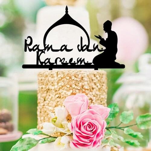 15*13cm Cake Toppers Flags Glitter Eid Mubarak Kids Birthday Cupcake Topper Wedding Baby Shower Party Ramadan Muslim Baking DIY