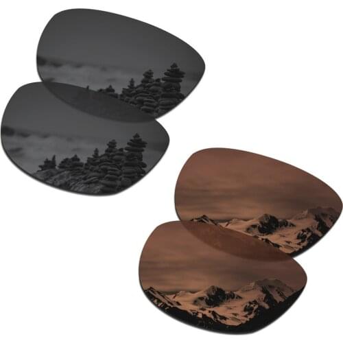 SmartVLT 2 Pairs Polarized Sunglasses Replacement Lenses for Oakley Trillbe X Stealth Black and Amber Brown