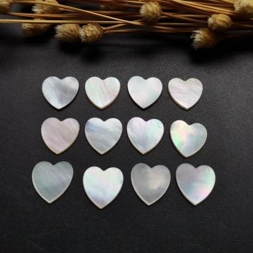 200pcs/lot 10mm Natural Heart Mother of Pearl shell for Jewelry Settings Heart Cut MOP Pearl shell for earrings
