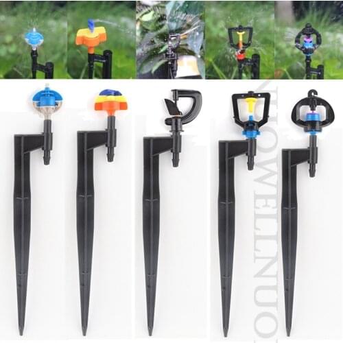 3PCS 360 Degrees Mini Rotating Sprinkler Refraction Nozzle on Stake Garden Farm Watering Spray Nozzle Micro Sprinkler Assembly