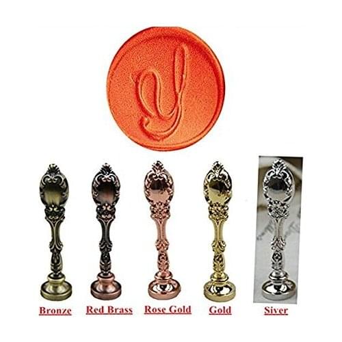 Alphabet Initial Y Silver Luxury Wedding Invitation Wax Seal Stamp Peacock Metal Handle Set