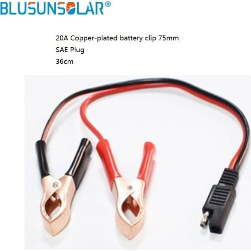 Car charger 75mm copper plated crocodile clip to SAE Plug 14AWG 36cm