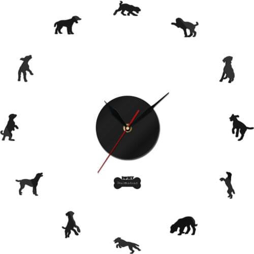 Free Shipping New Clock Watch Dal Carriage Dog Horloge 3d Diy Acrylic Mirror Stickers Dalmatian Dog Puppy Pet Quartz Needle