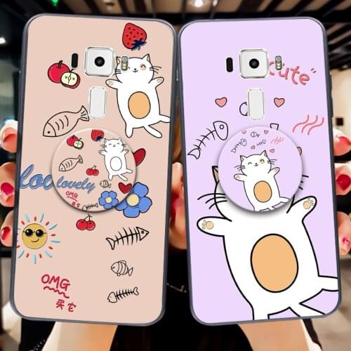 AriBag Stand Silicone Case For Asus zenfone Selfie ZD551KL Z00UD Cute Cat Skin Back Cover For Asus ZenFone 3 ZE552KL