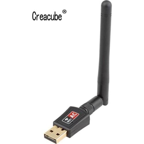 Creacube 5G Dual Band 5.8Ghz 2.4Ghz 600M 802.11ac Wireless USB WiFi LAN dongle Adapter with Antenna Network for Windows PC Mac