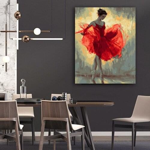 DIY colorings pictures by numbers with The ballet girl picture drawing Relief painting by numbers framed Home