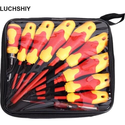 Electrician Insulated Screwdriver Set Multi-function Removable Slotted Phillips Bit Screwdriver Electronics Hand Tools 10PCS Kit