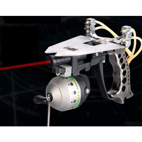 Outdoor Hunting Fishing tool Powerful Catapult Slingshot Metal handle Used for fishing and shooting training With fishing reel