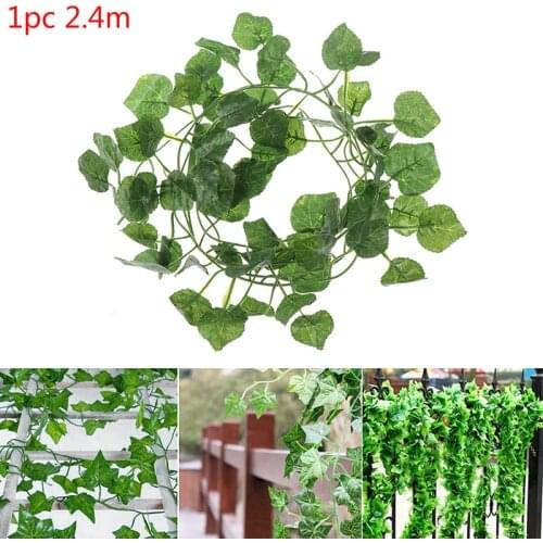 2.4M Artficial Vine Silk Ivy Green Plants Fake Leaf Plants Hanging Decoration Rattan Liana Wall Leaves