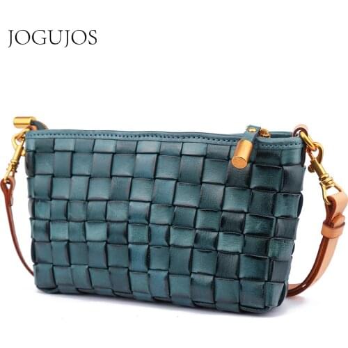 JOJUJOS Womens Shoulder Bags Weave Bag Genuine Leather Messenger Crossboby Bag Purses And Handbag Ladies Luxury Hand Bag