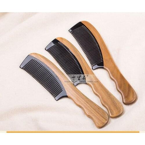 Classical Shunfa Green Sandalwood Comb Hairdressing Accessories Ladies Wooden Comb Wide Tooth Comb