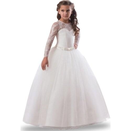 Lace Flower Girl Long Dress birthday Party Kids Clothes Party Dresses For Girl Frocks Childrens Costume Teenage Girl Ceremony