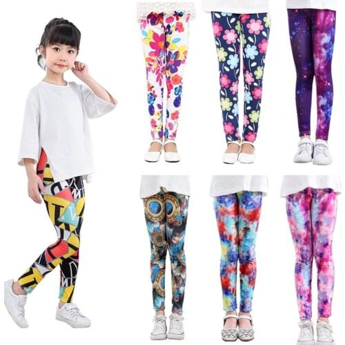 Girl Pants Soft Elastic Kids Leggings Floral Printed Girls Skinny Pants Trousers 1- 10 Years Children Trousers Summer Clothes