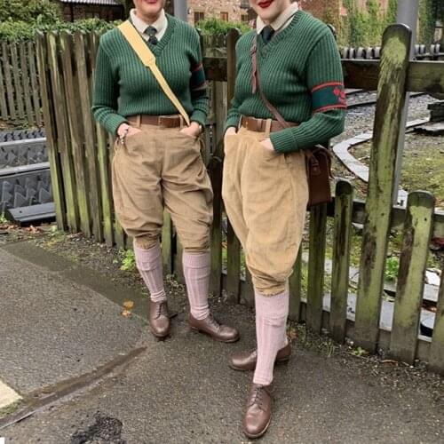 Meimei homemade army uniform corduroy 7 points knight breeches unisex YUTU&MM pants