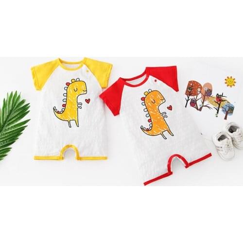 Fashion summer boys girls jumpsuit cartoon dinosaur Graffiti short sleeve newborn romper costume