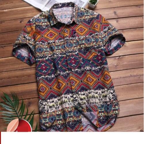 Mens Beach Hawaiian Shirt Tropical Summer Short Sleeve Shirt Men Brand Clothing Casual Loose Cotton Button Down Shirts Plus Size