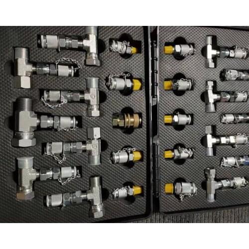 Hydraulic Pressure Gauge Set Diagnostic Test Kits For Excavator Tee Joint Group