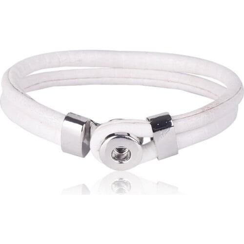 New Fashion Small Single Buckles Leather Bangle Bracelet for Interchangeable 12mm Snap Buttons Jewelry Accessories