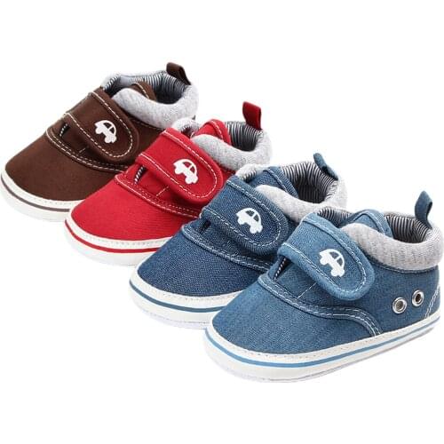 Baby Infant Girls Boys Canvas Prewalker Shoes Newborn Toddler Baby Girls Boys Fashionable Car Print Anti-Slip Soft Sole Shoes